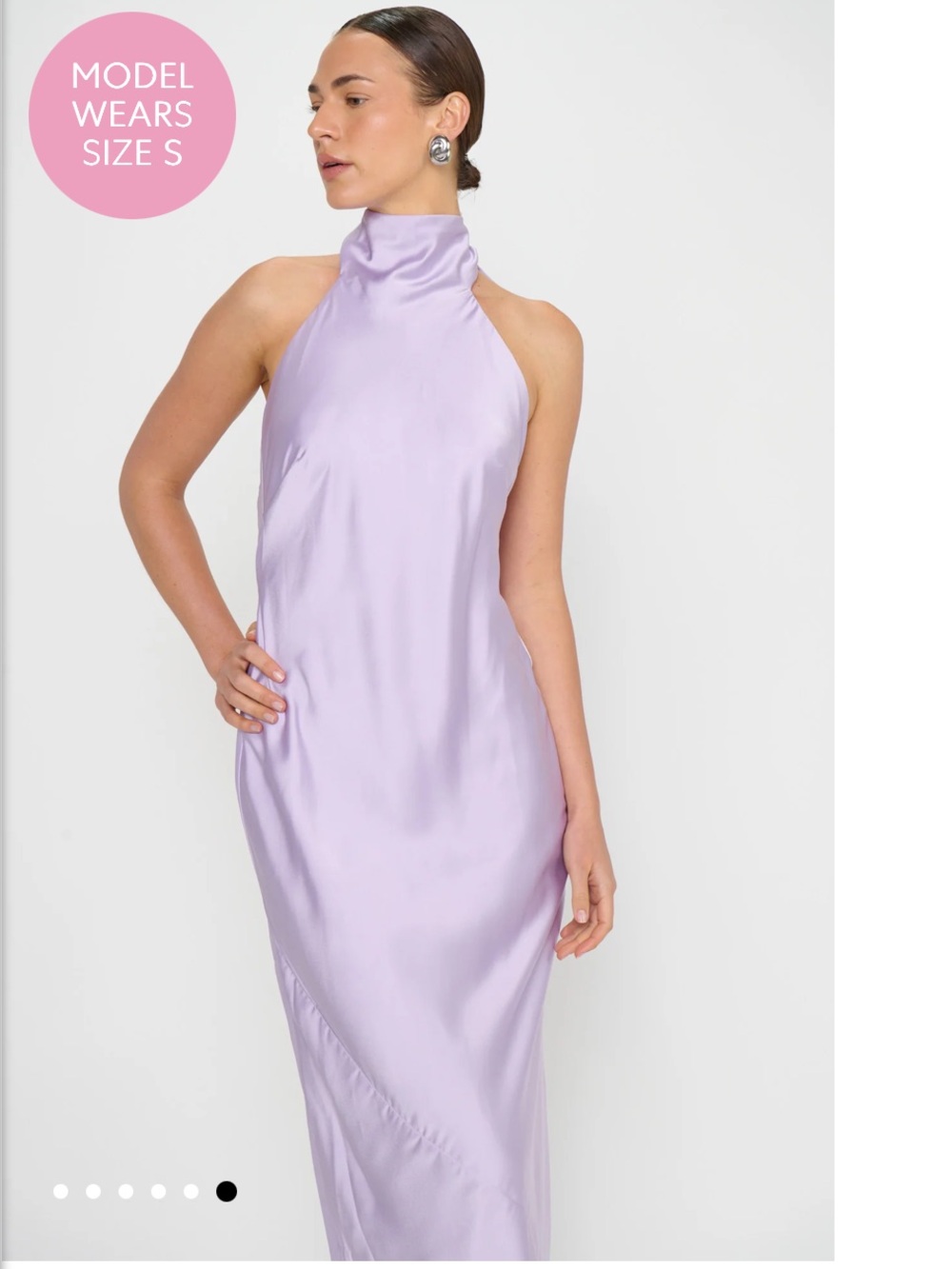 Lilac Halter Satin Dress